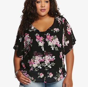 Torrid flowered chiffon blouse